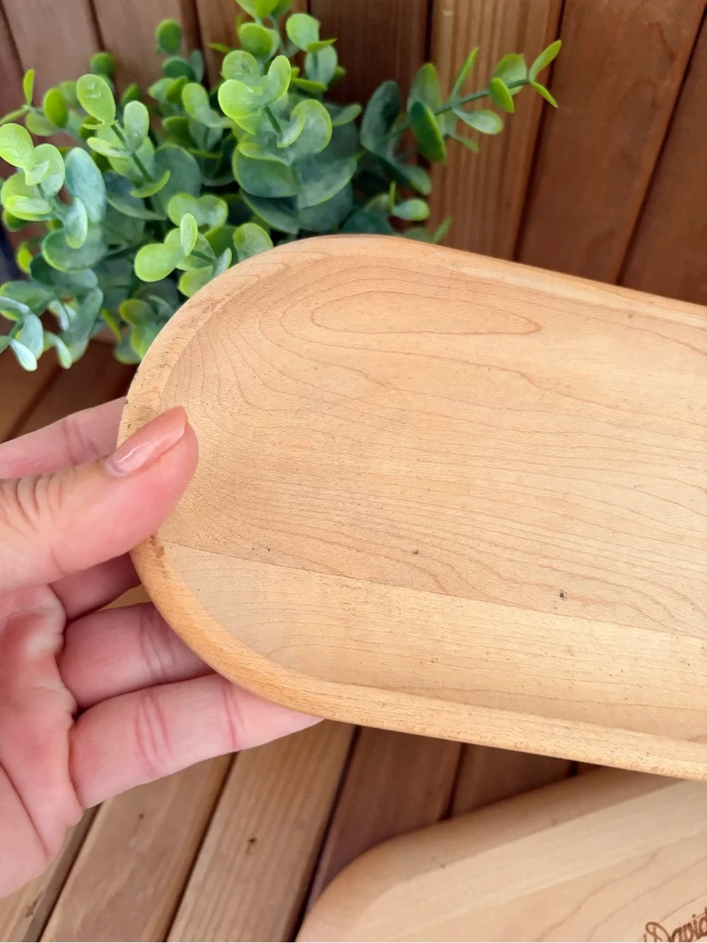 Harry & David Natural Wooden Boho Serving Trays, Set of 2 Nesting Decor